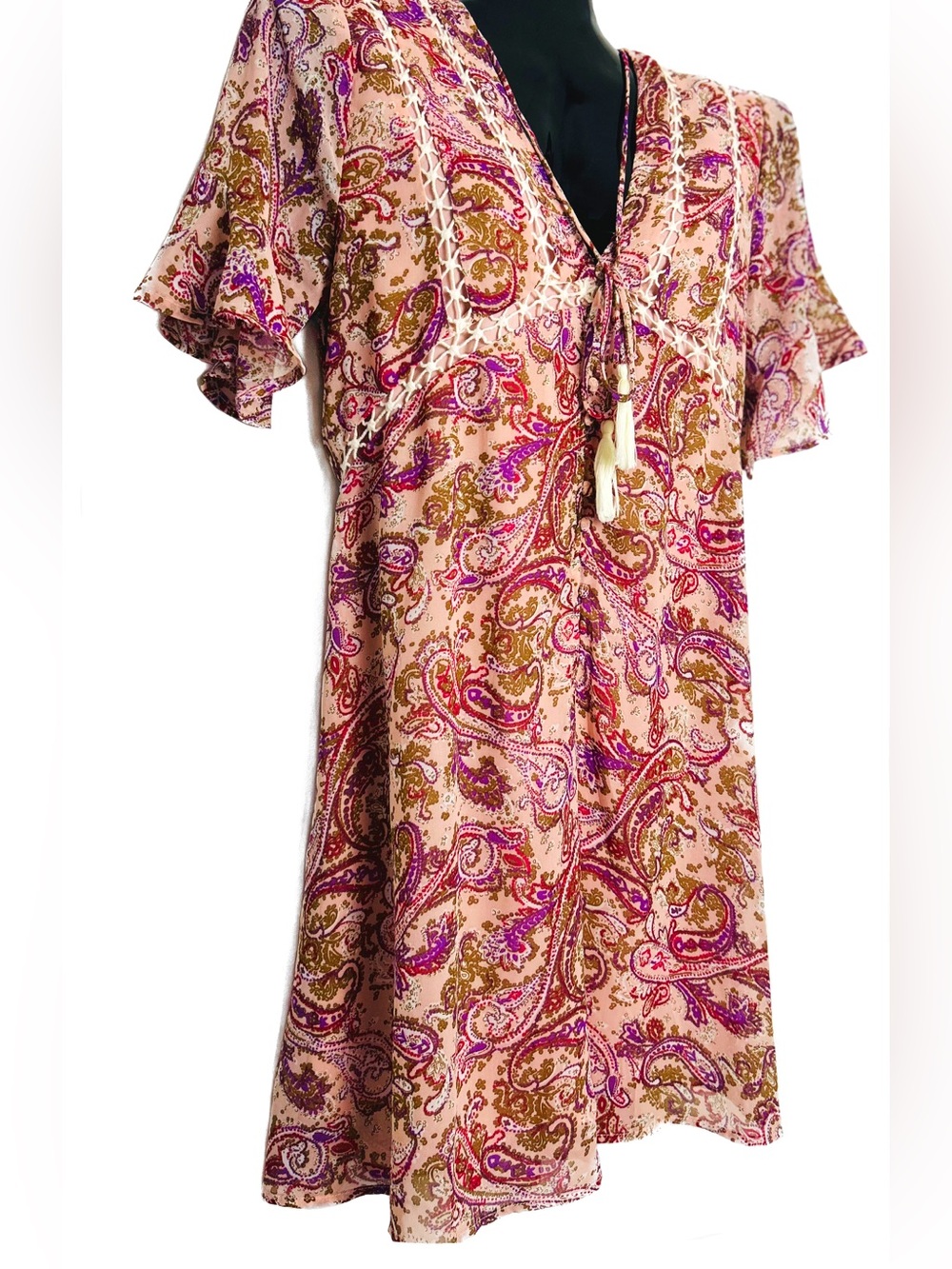 Pretty Pink Paisley Tassel Dress